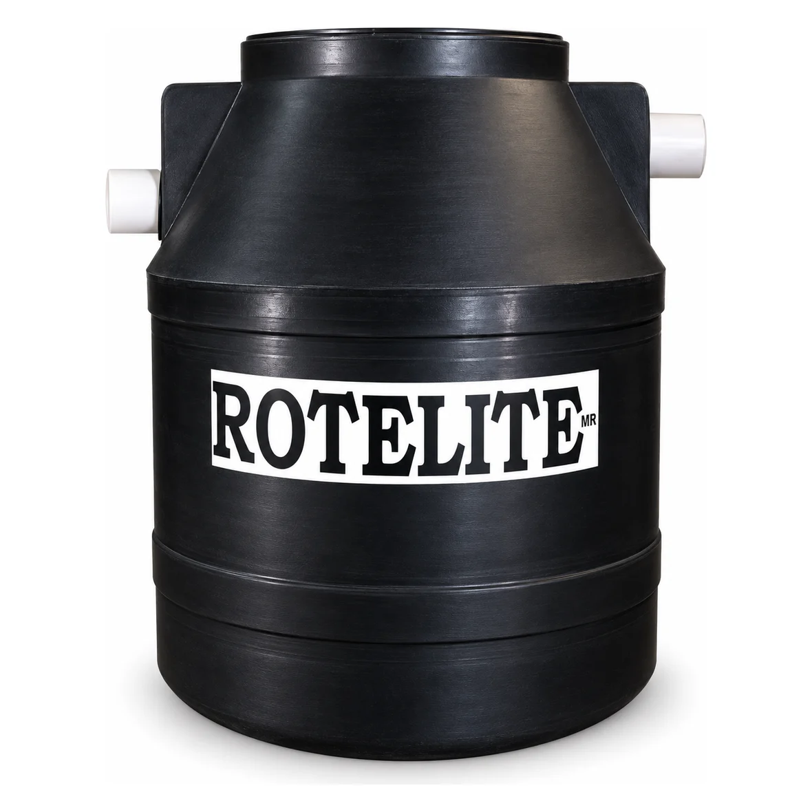 Tanque biodigestor chico de Rotelite, vista de frente y con la tapa abierta